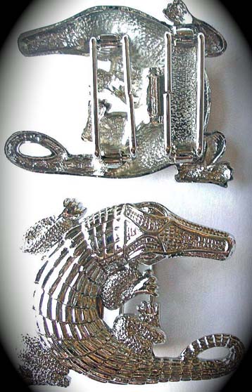 Closeout Sale Alligator Buckle  2 1/4"H X 2 3/4W RHODIUM